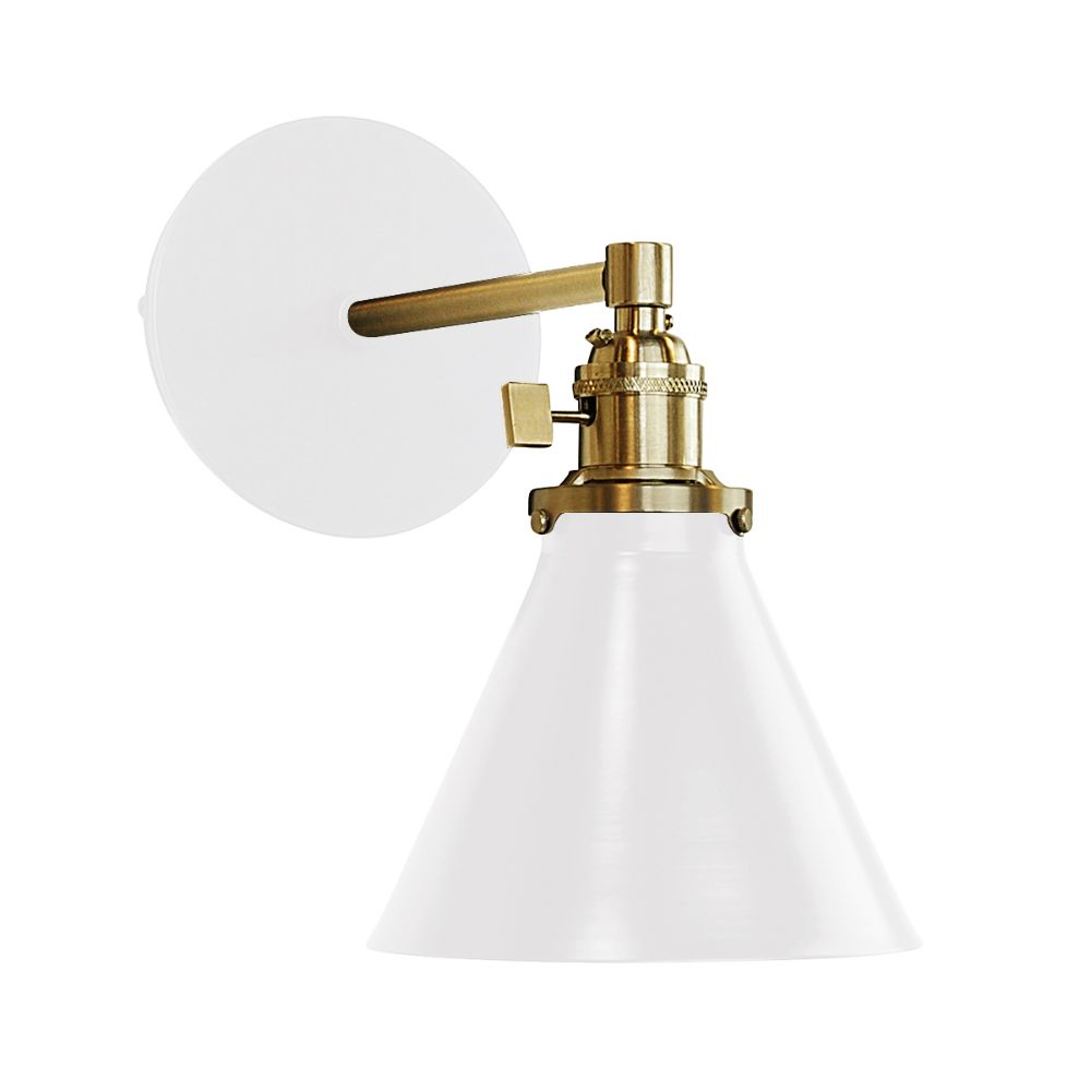 Montclair Lightworks SCM405-44-91 Uno 6" wall sconce,  White with Brushed Brass hardware